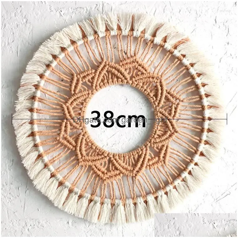 tapestries round nordic hand-woven tapestry boho home decor wall decaration brown/white indoor decorations