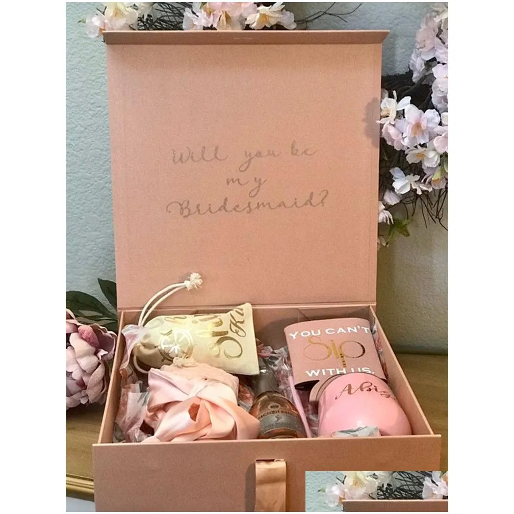Gift Wrap Personalized Bridesmaid Proposal Gift Box Will You Be My Maid Of Honor Custom Wedding Flower Girl Keepsake Boxes 210325 Drop Dhirx