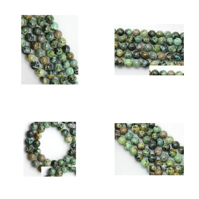 Loose Gemstones 144Pcs/Lot 8 Mm Beads African Turquoises Stone Round Loose Semi-Precious Natural Gemstones Diy Jewelry Making Drop De Dhadz