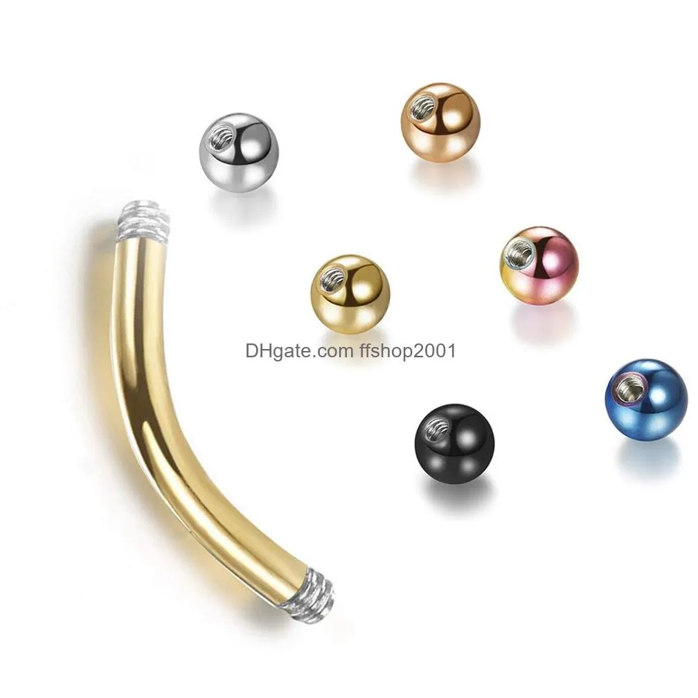 10pcs/lot surgical steel 3mm ball eyebrow piercing internally threaded curved barbell helix earring lip ring nipple rings body jewelry