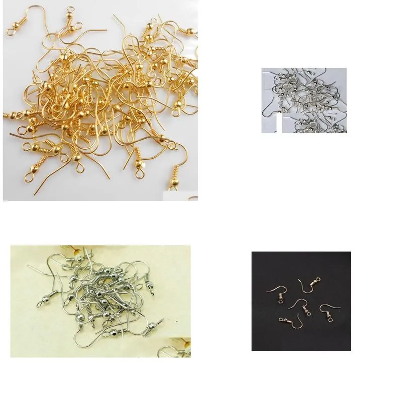 Connectors Diy Jewelry Making 200Pcs Earring Hook Coil Ear Wire With Bead Drop Delivery Dhjkz