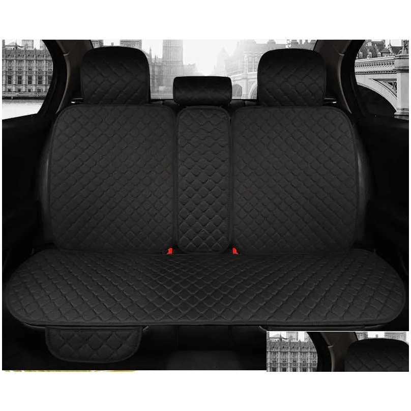 Other Interior Accessories New Flax Rear Car Seat Er Breathable Plus Size Cushion Protector Back Pad Mat With Backrest Fit Suv Van Dro Dhly5