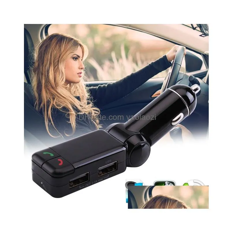 bc06 bluetooth car kit hands fm transmitter wireless music reciver lcd car mp3 player dual usb car  private fm radio