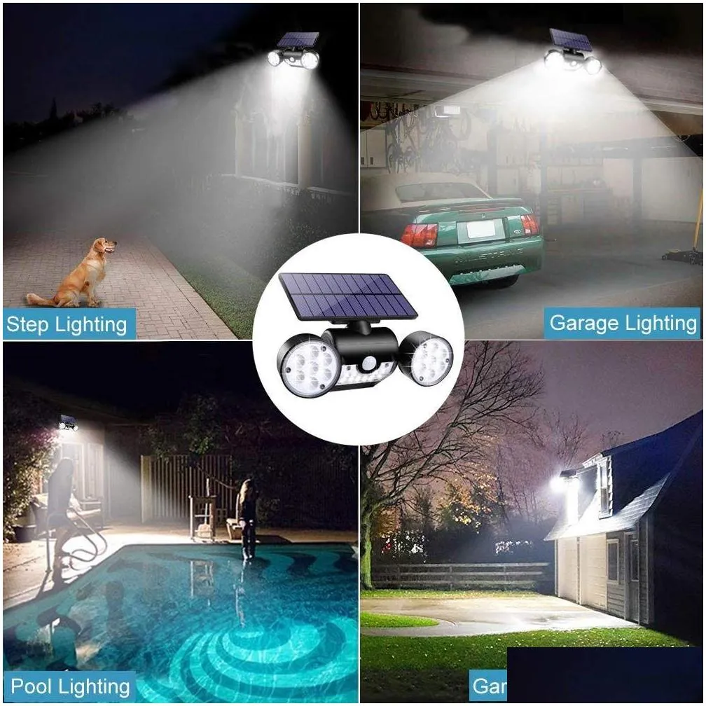 Other Led Lighting Brelong 1 Pc Solar Spotlight New Outdoor Double Led Human Induction Light Courtyard Garden Aisle Villa Wall Drop De Dh2Yt