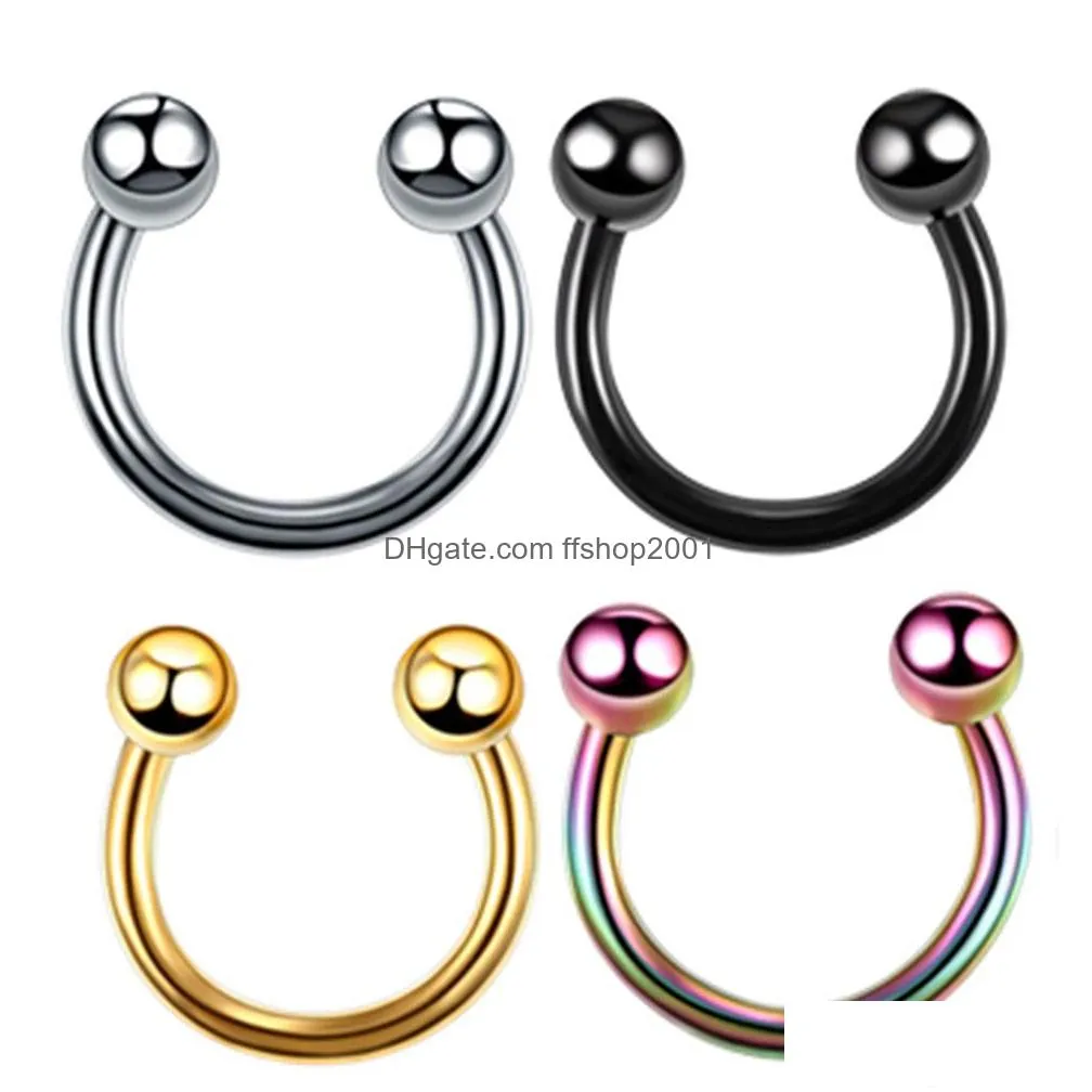 1pc 4x10mm nostril piercing horseshoe stainless steel nose studs hoop ring lip stud cartilage earrings body jewelry