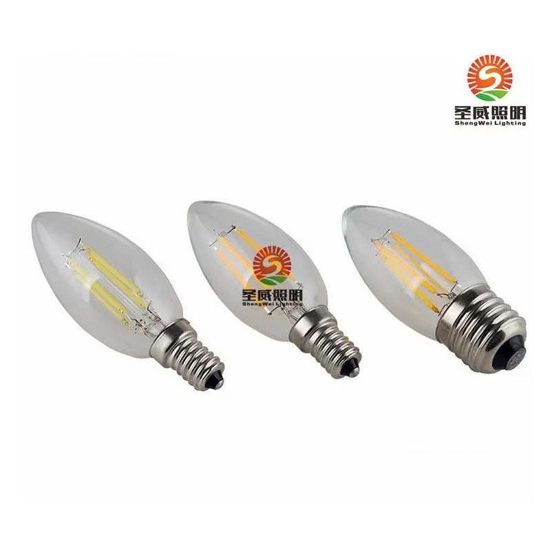 Led Bulbs Dimmable Led Filament Candle Light Bb 2W 4W 6W E14 E12 Bbs High Bright Clear Glass C35 Lamp Drop Delivery Lights Lighting Li Dh2Ks