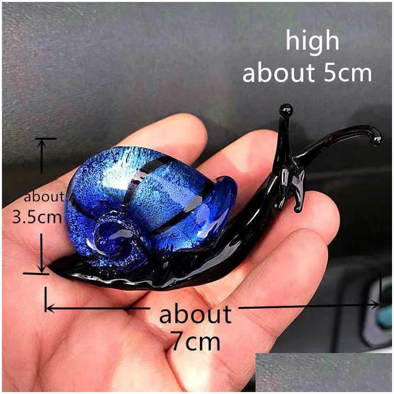 Arts And Crafts Sier Foil Murano Glass Snail Miniature Figurines Ornaments Cute Animal Collection Home Decor Statuette Year Gift For K Dhprl