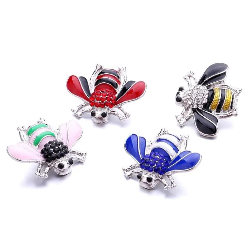 Clasps & Hooks Noosa 18Mm Bee Colorf Ginger Snap Jewelry Sier Enamel Honeybee Diy Necklace Bracelet Accessory New Finding Drop Deliver Dhjwk