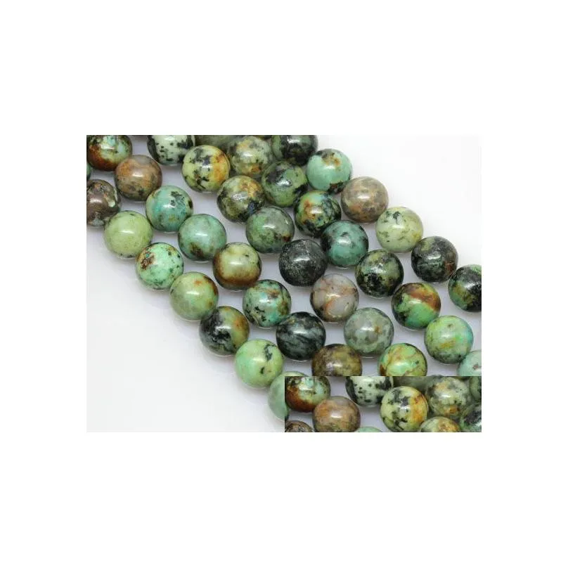 Loose Gemstones 144Pcs/Lot 8 Mm Beads African Turquoises Stone Round Loose Semi-Precious Natural Gemstones Diy Jewelry Making Drop De Dhadz