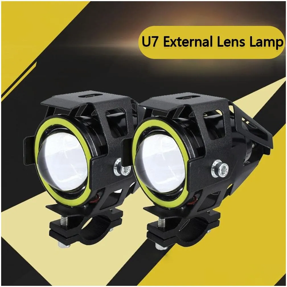 Motorcycle Lighting New Motorcycle Electric Car Lamp U7 Laser Gun Angel Eye Lens Led Headlight 15W Drop Delivery Automobiles Motorcycl Dhfa3