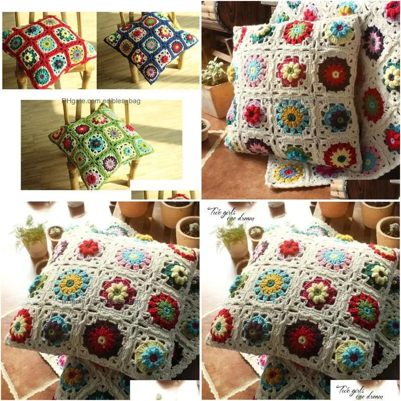 cushion/decorative pillow handmade cloghet sofa car back cushion bolster chair with core decor party pography prop 40cm