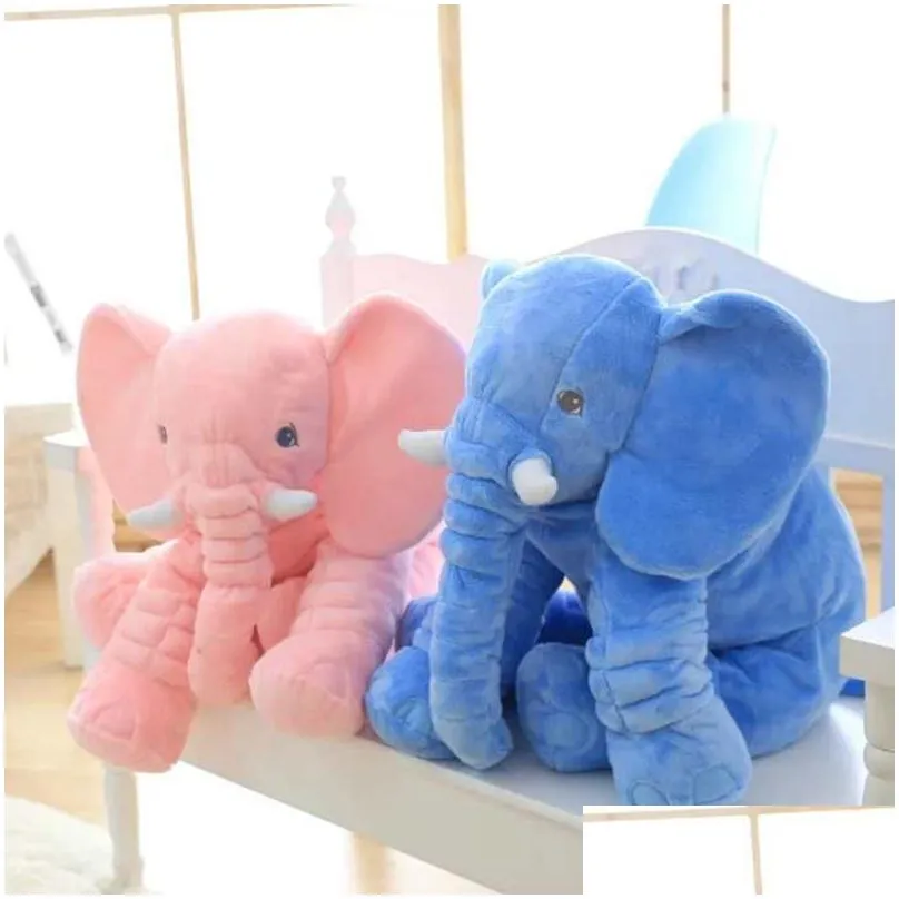 Stuffed & Plush Animals One Piece Cute 5 Colors Elephant P Toy With Long Nose Pillows Pp Cotton Stuffed Baby Cushions Soft Elephants T Dhn3D