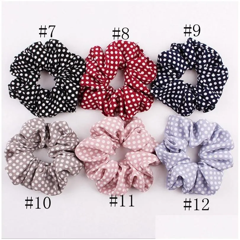 Headband Scrunchies Headband Dot Stripe Hairbands Large Intestine Hair Ties Ropes Girls Ponytail Holder Trendy Accessories 65 Designs Dhhqj