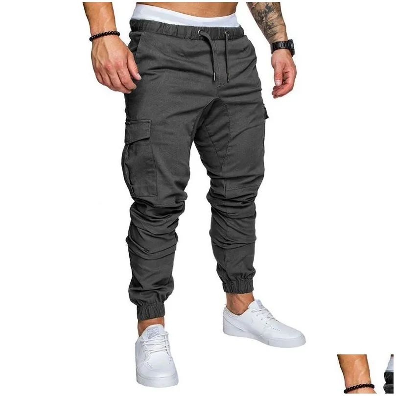 Men`S Pants Men Harem Pant Loose Fit Trousers Cotton Elastic Waist Long Jogger Sweatpants Skinny Pencil Drop Delivery Apparel Men`S C Dha8W