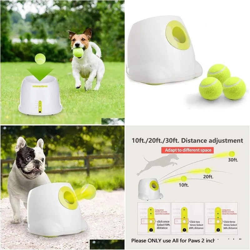 Dog Toys & Chews Afp Interactive Matic Dog Ball Launcher Tennis Throwing Hine Training Toy Pitching 3 Balls Included 210312 Drop Deliv Dhqh6