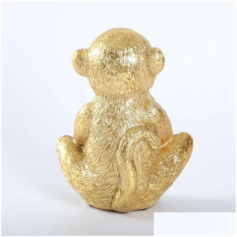 Arts And Crafts Resin Not Listen See Talk Golden Monkey Miniature Figurines Home Decor Bedroom Corridor Decorative Scpture Ornaments 2 Dh8Rr