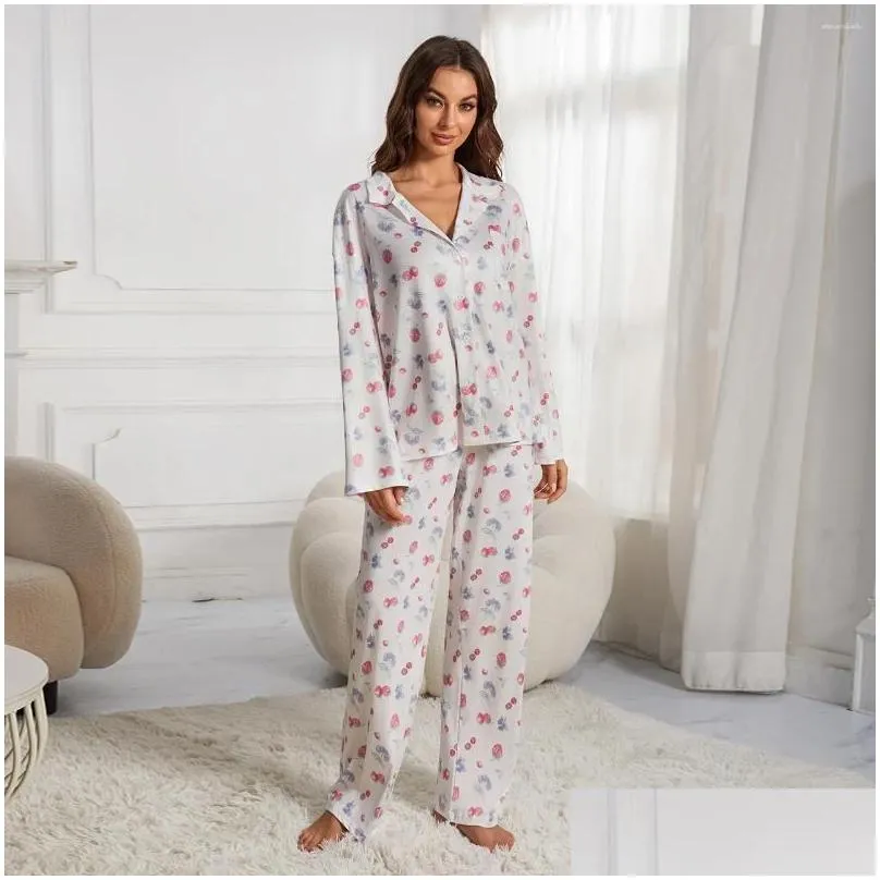 womens sleepwear pajama set for women causal floral print long sleeve loungewear 2 piece djerf avenue pajamas y2k chic vintage