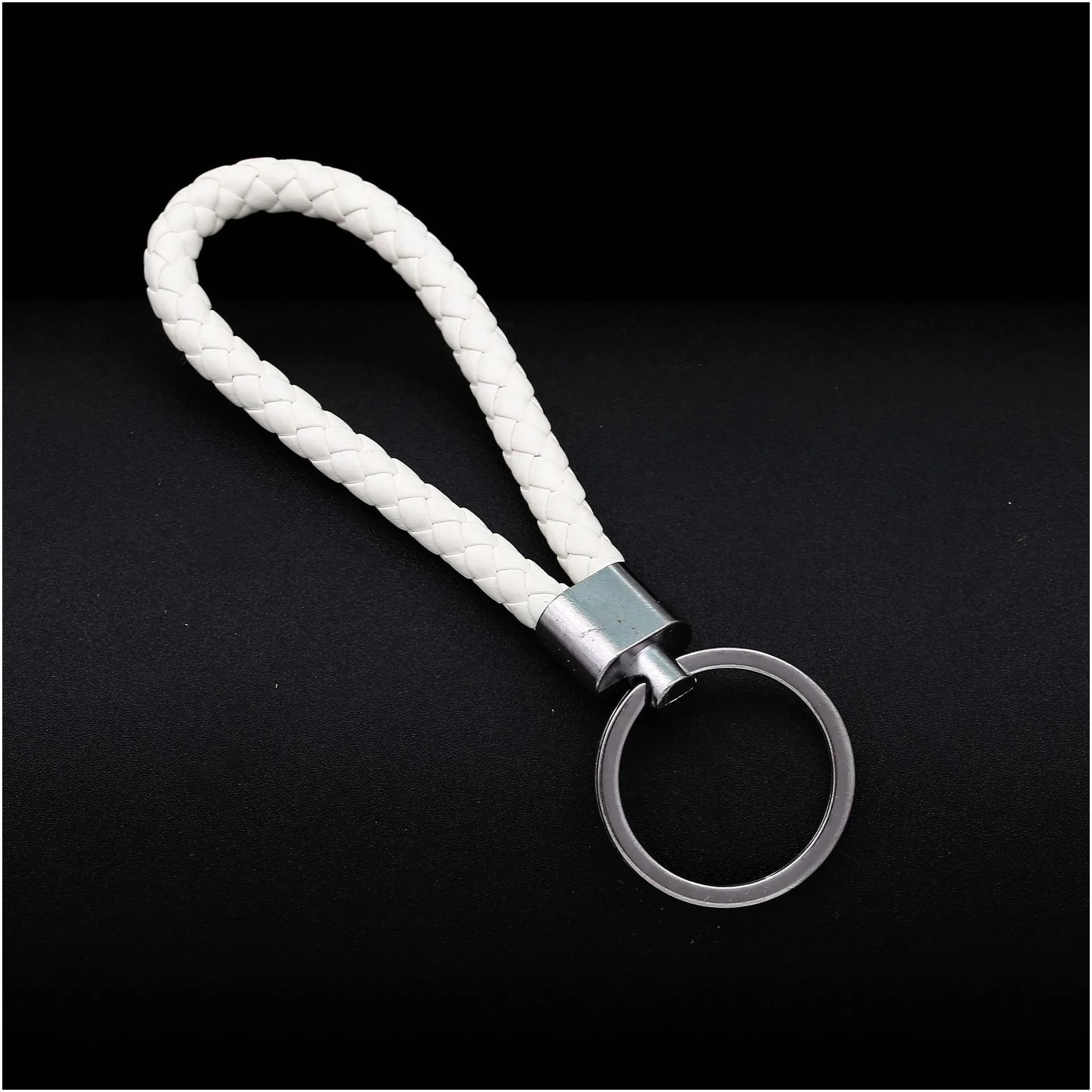 Keychains & Lanyards 41 Colors Pu Leather Braided Woven Keychain Rope Rings Fit Diy Circle Pendant Key Chains Holder Car Keyrings Jew Dhnrr