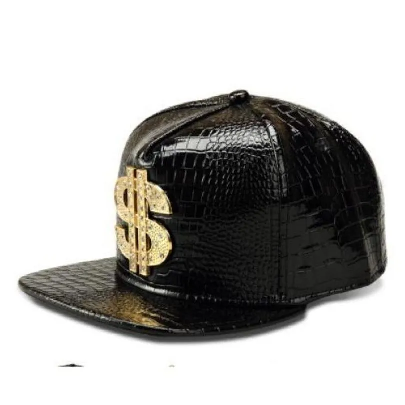 Ball Caps Pangkb Brand Big A Cap Gold Leather Metal Hat Headwear For Men Women Adt Outdoor Casual Sun Baseball 230626 Drop Delivery Dhga2