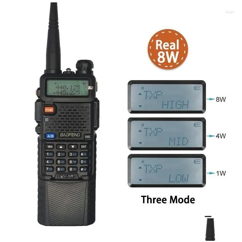 walkie talkie uv-5r baofeng long range enlarge 3800mah 8w dual puv 5r ham radio uv5ra two way for hunting drop delivery dhs3m