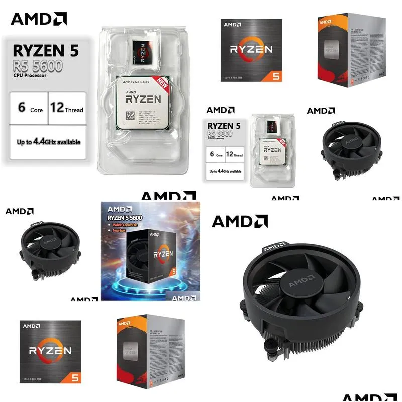 Monitors Amd Ryzen 5 5600 R5 3.5 Ghz 6-Core 12-Thread Cpu Processor 7Nm L3Is32M 100-000000927 Socket Am4 Sealed And Come With The Fan Dh05D