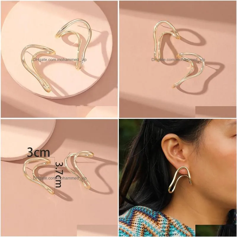 stud arrival women personality gold earrings irregular alloy all-match fashion nickel accessories