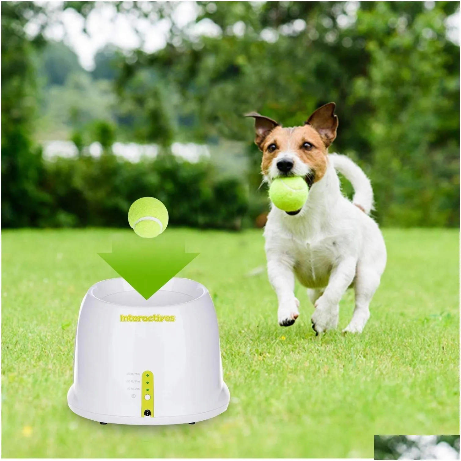 Dog Toys & Chews Afp Interactive Matic Dog Ball Launcher Tennis Throwing Hine Training Toy Pitching 3 Balls Included 210312 Drop Deliv Dhqh6