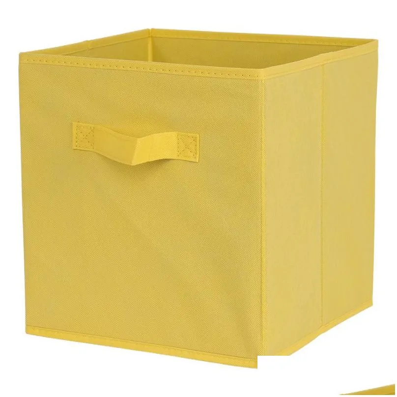 Storage Boxes & Bins New Cube Folding Non-Woven Fabric Storage Box Foldable Cloth Basket Bins Toys Organizer Containers Ders 210315 Dr Dher1