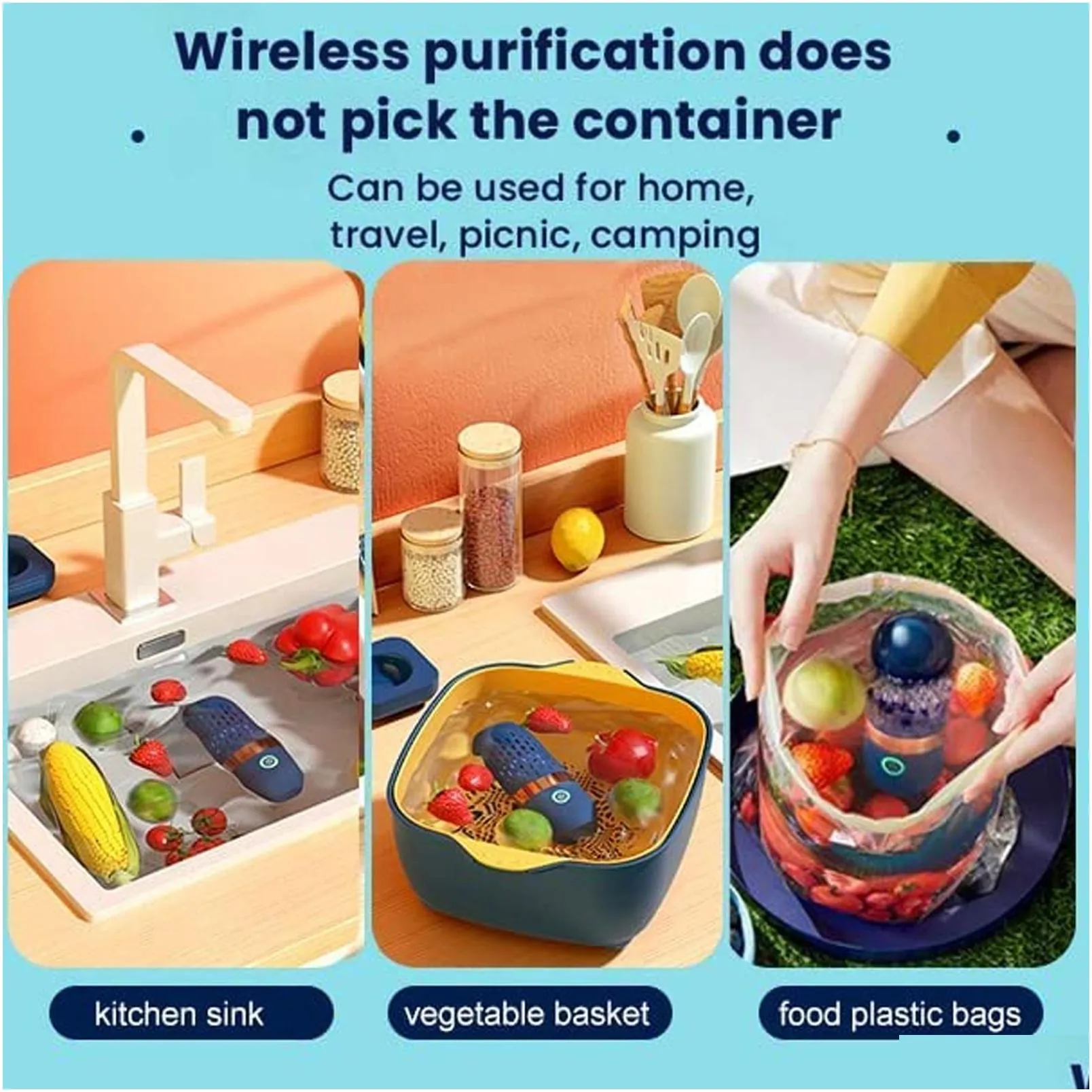 Fruit & Vegetable Tools Fruit Vegetable Tools Cleaning Hine Portable Trasonic Washing Mini Usb Mtifunctional Cleaner Kitchen Utensils Dh842