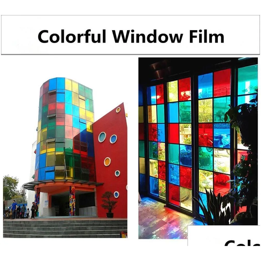 Window Stickers 50Cm X 300Cm Glass Window Film For Privacy Adhesive Stickers Home Decor Mixed Color You Choose Y200416 Drop Delivery H Dhyv4