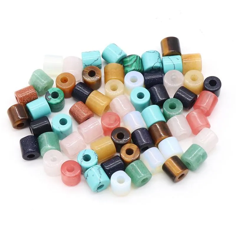 Stone Natural Stone Large Hole Cylindrical Loose Beads Chakra Healing Reiki Crystal Beadfor Diy Necklace Jewelry Accessories Drop Del Dhmzh
