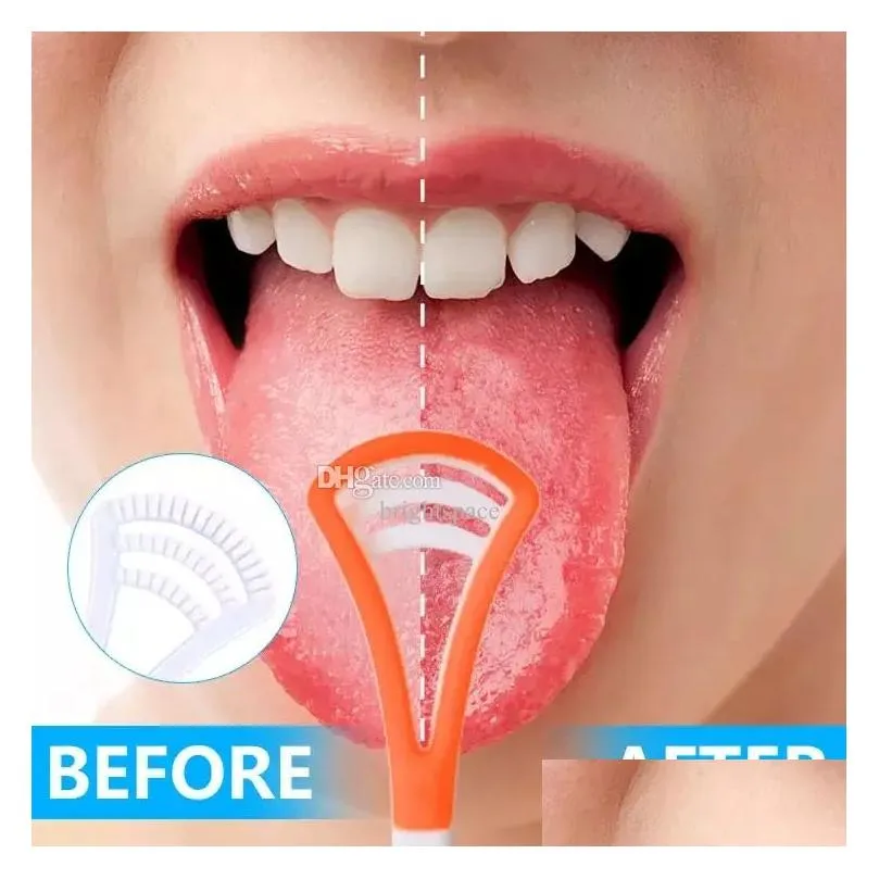 colorful soft silicone tongue scraper oral hygiene cleaner tongue brush cleaning easy to use individually packed