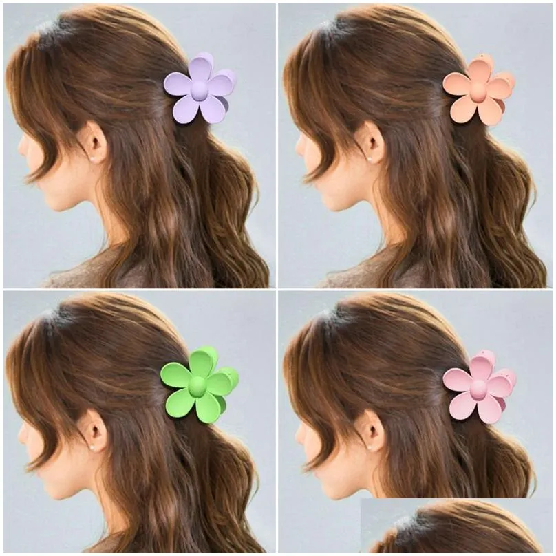 Hair Accessories Elegant Hair Claws Clip Big Flower Designer Hairpin Ribbon Korean Strong Holder Barrettes For Women Girls Ponytail Ha Dhmtg
