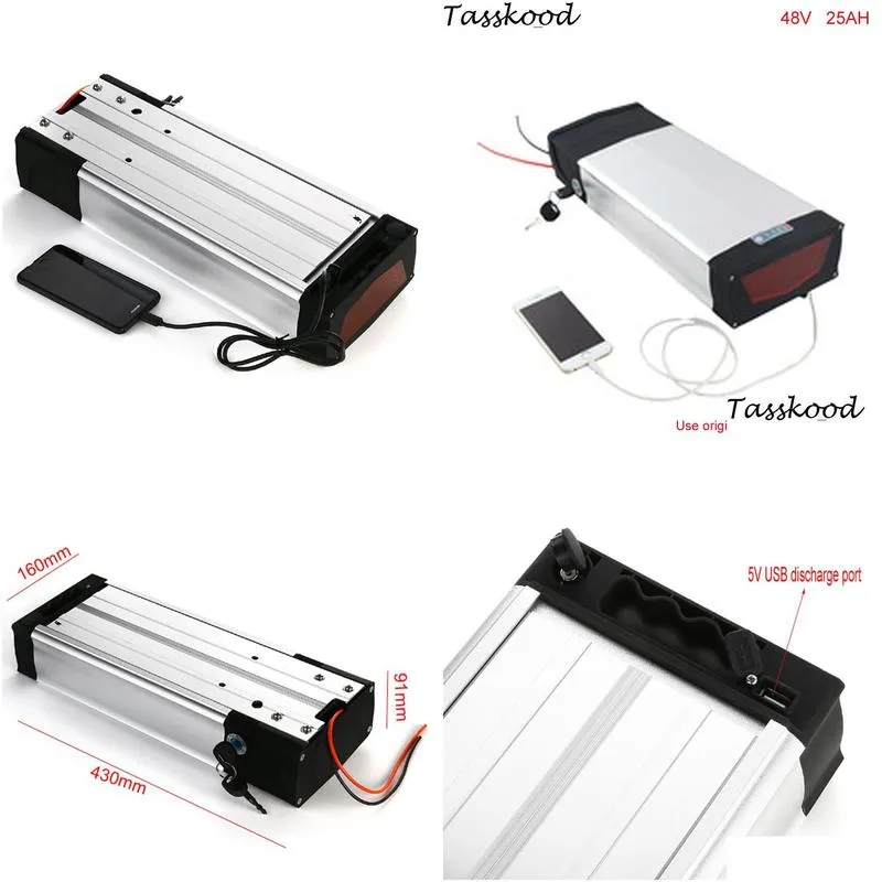 Batteries No Taxes 1000W E-Bike Rear Carrier Battery Use Cell 48V 25Ah Ebike Li-Ion With Slim Aluminium Caseaddusb Port Drop Delivery Dhhzg