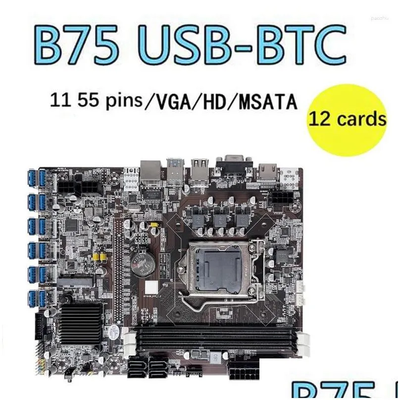 Motherboards B75 Eth Mining Motherboard 12 Pcie To Usb With G540 Cpu Ddr3 4Gb 1600Mhz Ram Sata Rj45 Network Drop Delivery Dhawg