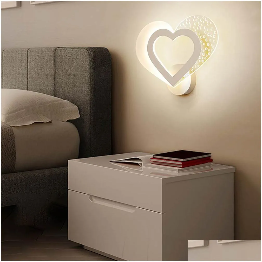 Night Lights Brelong Bedroom Wedding Room Night Light Simple Modern Warm Romantic Love Personality Creative Led Bedside Lamp Wall Drop Dhxnr