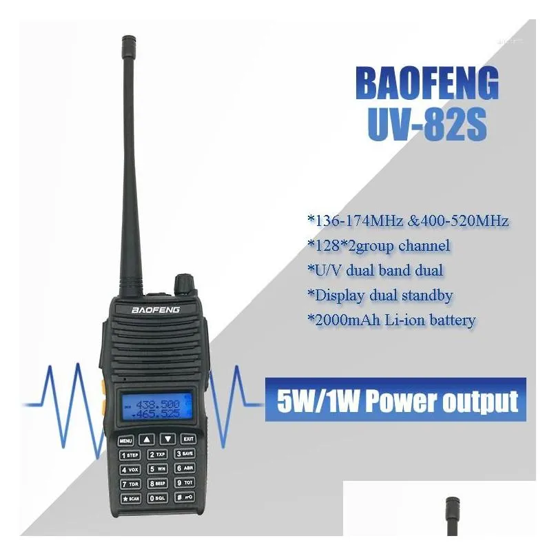 Walkie Talkie Baofeng Uv-82S Uhf Vhf Dual Band H 5W/L 1W Handheld Transceiver Ham Two Way Drop Delivery Dhqt7