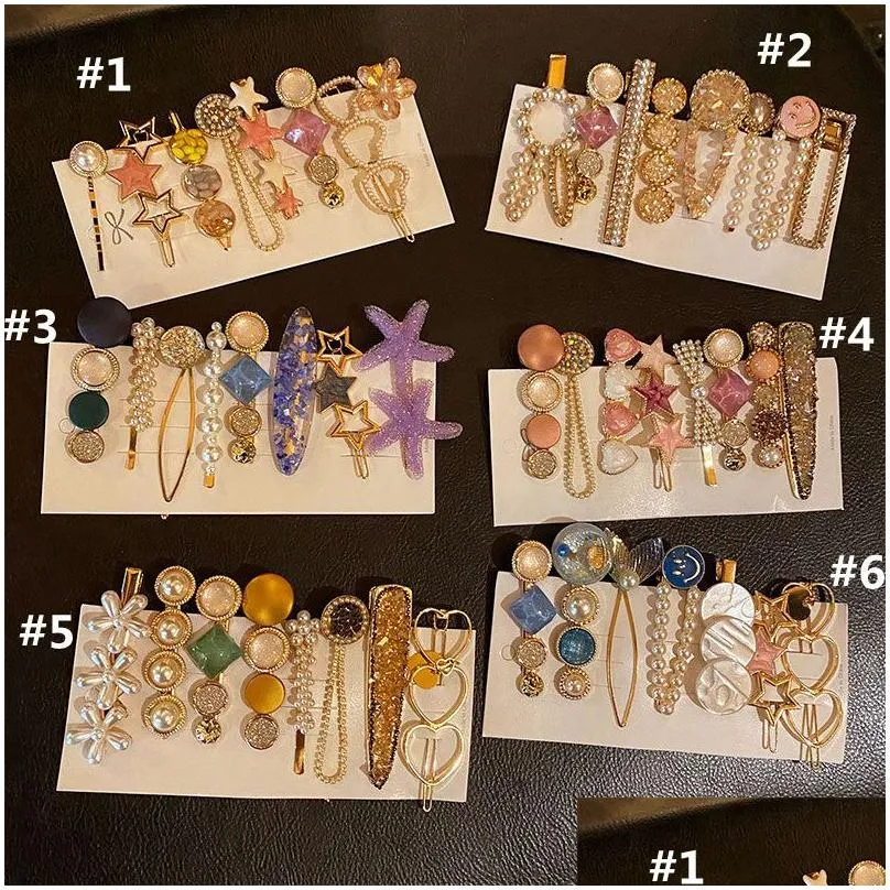 Hair Accessories Fashion Pearl Diamond Hairpins Shining Kids Girls Elegant Hair Clips Pin Crystal Barrettes Accessories Headdress Head Dhq3X