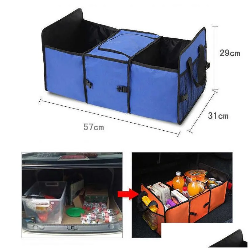 Other Interior Accessories New Foldable Car Trunk Organizer Food Beverage Storage Bag Stowing Tidying Mti-Function Suv Container Keep Dhkwa