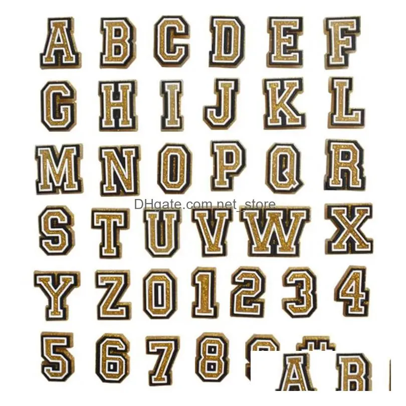 gold alphabet shoe charms pvc beach garden shoe flower diy shoecharms buckle soft rubber clog wristband decoration