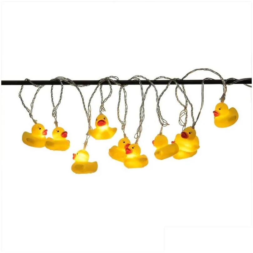 Led Strings Brelong New Sile Animal Small Yellow Duck Led String Christmas Party Decoration Lantern Drop Delivery Lights Lighting Holi Dhetd