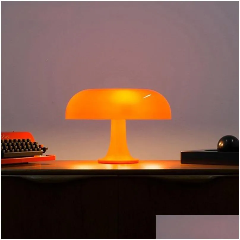Other Home Decor Italy Designer Led Mushroom Table Lamp For El Bedroom Bedside Living Room Decoration Lighting Modern Minimalist Desk Dhqd8