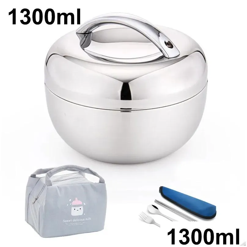 Bento Boxes 304 Stainless Steel Double Wall Vacuum Thermal Lunch Box For Kids Office Food Storage Container School Insation Bento Set Dhrtf