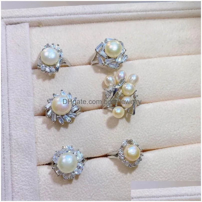 simple and luxury freshwater pearl open ring for womens thick gold color preservation part open index finger ring wholesale