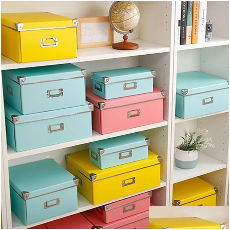 Storage Drawers Fashion Home Paper Storage Box Color Ered Collapsible Office Bookcase Finishing Bedroom Clothing Shoebox Der Organizer Dhoik