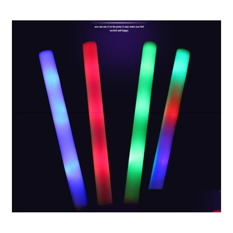 Led Light Sticks Led Foam Stick Colorf Flashing Batons Red Green Blue Light Up Sticks Festival Party Decoration Concert Prop Drop Deli Dh8Mn