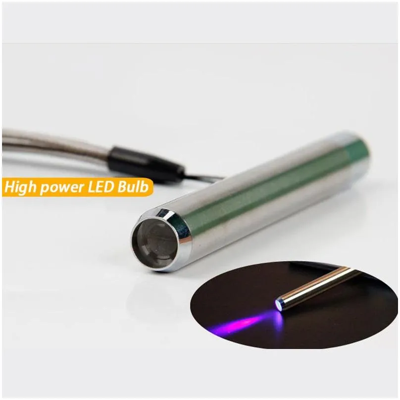 Torches Led Uv Flashlight Lamp Stainless Steel Mini Pocket For Marking Detector Detection White / Purple Drop Delivery Lights Lighting Dhxuf