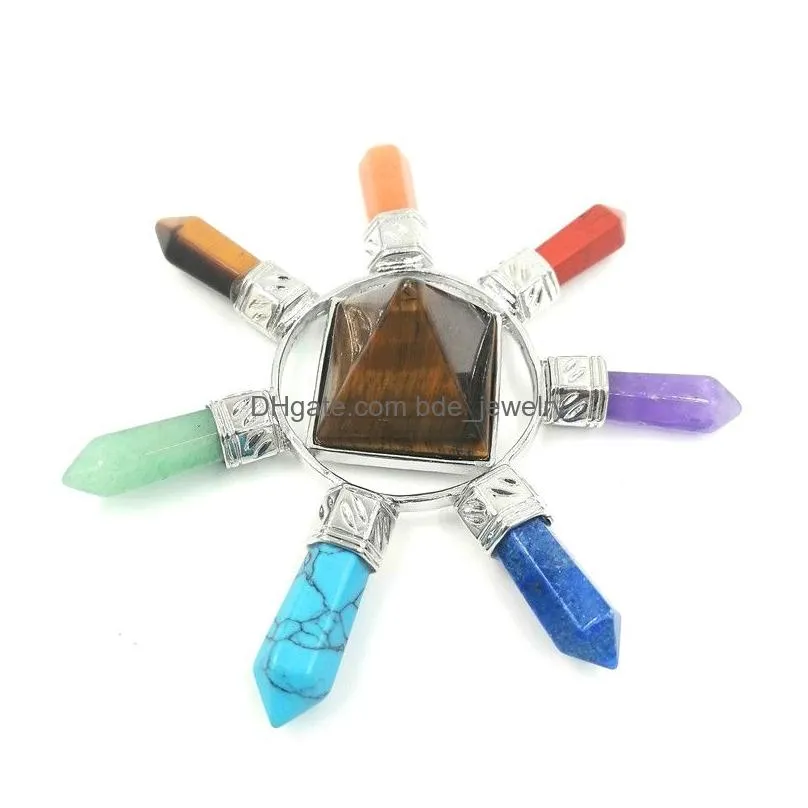 jln pyramid quartz energy launcher seven chakra point energy generator hexagon quartz stone ornaments amulet jewelry for healing