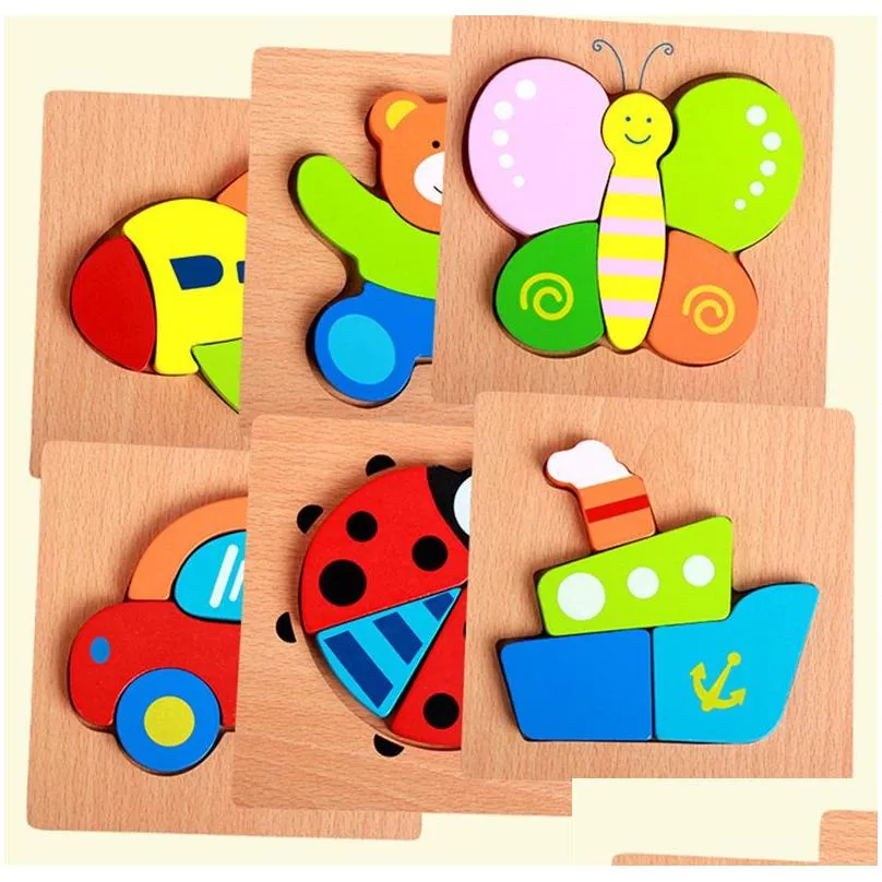 Intelligence Toys 32 Style Wooden Puzzle Toys For Interaction With Childs Kids Cartoon Animal Wood Puzzles Educational Children Christ Dhtxg