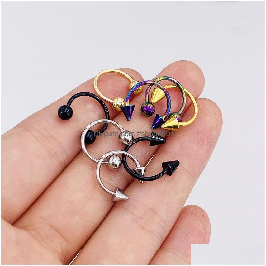 1pc 4x10mm nostril piercing horseshoe stainless steel nose studs hoop ring lip stud cartilage earrings body jewelry